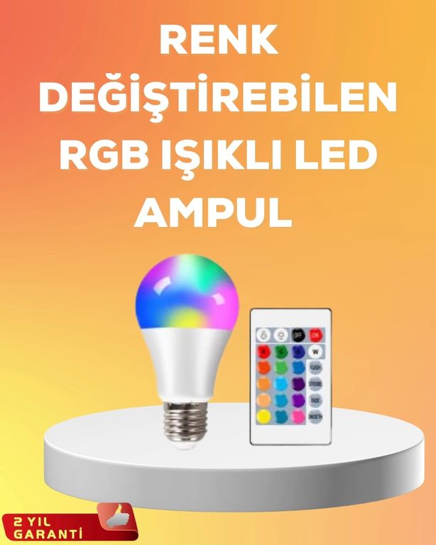 Balancelife MEYTDXUCZRGBLAMBA-5-BLMY Mey İthalat Rgb Uzaktan Kumandalı Led Ampul 16 Renk A Kalite 2025 Model Orijinal Çok Renkli