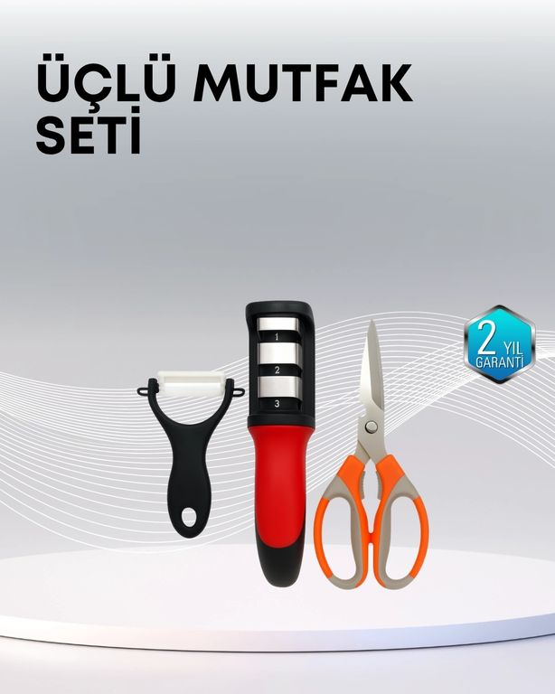 Balancelife MEYTDXXUUCZZZMUTFAKSETİ-6-BLMY Mey İthalat Çok Fonksiyonlu Mutfak Makas Seti 3 Makas, Bileyici Ve Soyacak Dahil Çok Renkli