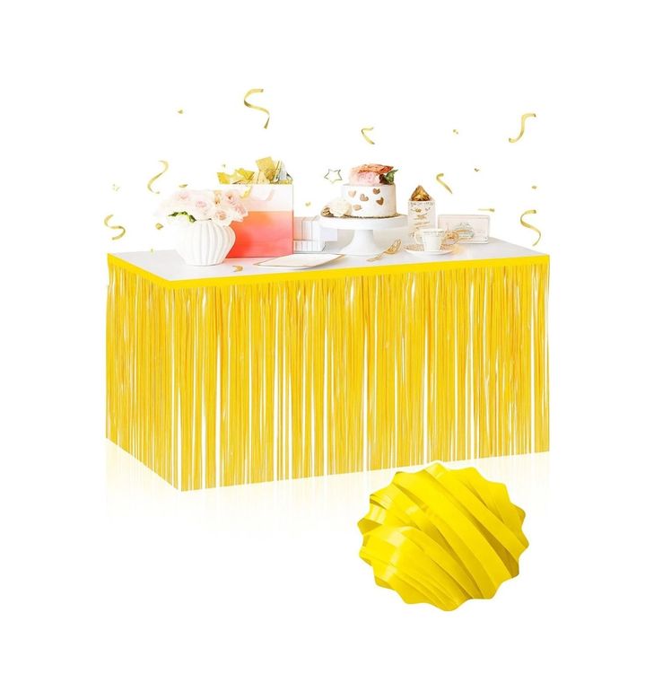 Balancelife MEYXTE222-S-BLMY Mey İthalat Kendinden Yapışkanlı Makaron Sarı Püsküllü Masa Eteği 75 X 275 Cm Parti Süslemesi Diğer