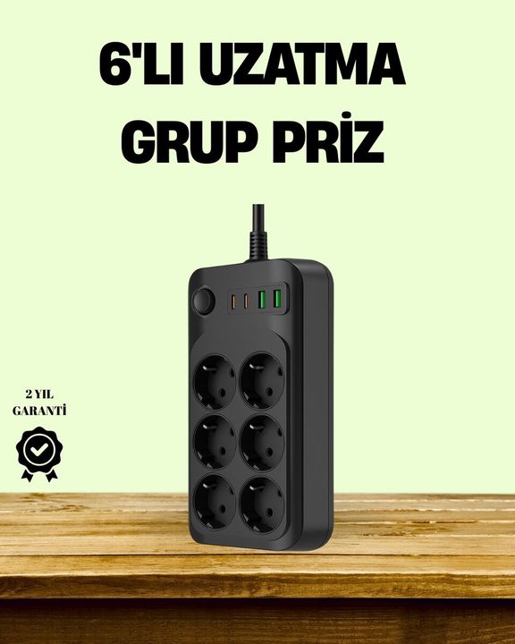 Balancelife TRİTHLTUCZZZ6LIPRİZ-2-BLNCCC 2500W Güçlü 6 Lı Priz Usb Ve Type-C Çıkışlı Termal Korumalı 0-2