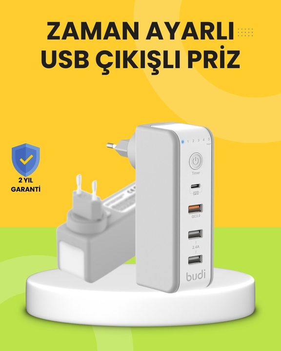 Balancelife TRİTHLTUUCZZM8J301TŞARJBAŞLIĞI-3-BLNCCC Hızlı Şarj Destekli Zaman Ayarlı Usb Şarj Adaptörü 0-2