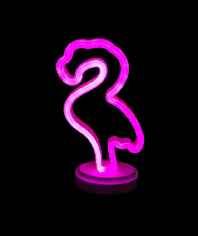 Balancelife TrLat0MH004K-SST-1017-BLNCC Neon Işıklı Flamingo Yazılı Masa Gece Lambası Pil+Usb Siyah