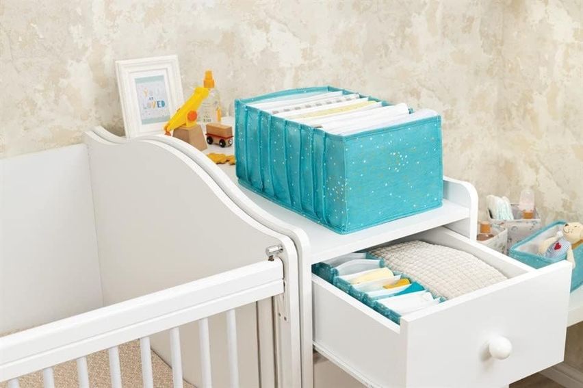 Baldacci 57855210125300280184975 Baby Akordiyon Çekmece Düzenleyici Large, Mavi Açık Gri
