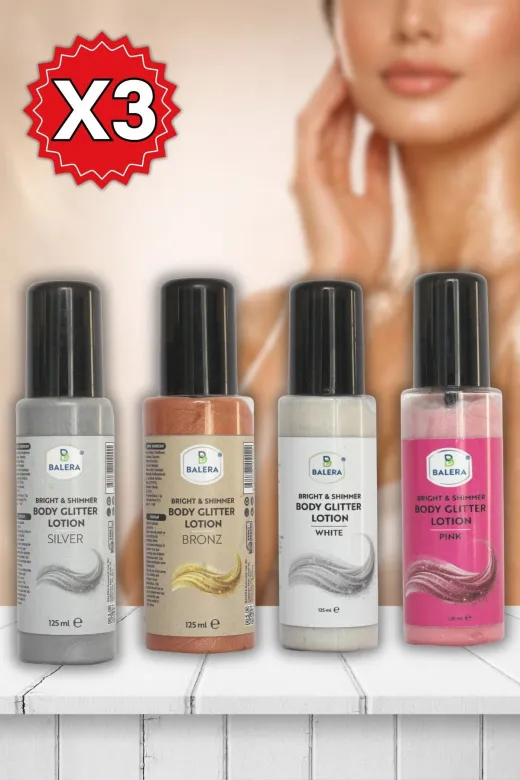 BALERA sim12 Vücut Losyonu Simli Işıltılı Uzun Süre Kalıcı Koku Nemlendiricili 125 Ml 12 Adet