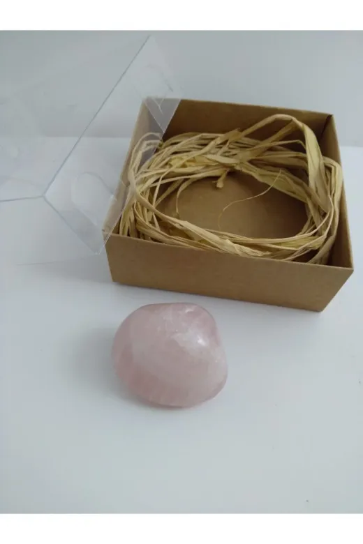 BalıkHediyelik BBL-PKVRS-1002-01 Pembe Kuvars Taşı Biblo Ham Doğaltaş Biblo (40-45 Gr)