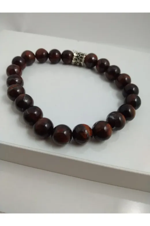 BalıkHediyelik KZLKPLNGZ-1035-01 Kızıl Kaplangözü Taşı Bileklik/ Doğaltaş Unisex Bileklik