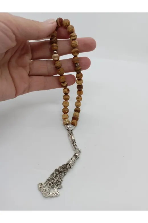 BalıkHediyelik YSLAKK-1038-01 Tibet Akiği Tespih / Akik Taşı Doğaltaş Tespih- Mdl-1038