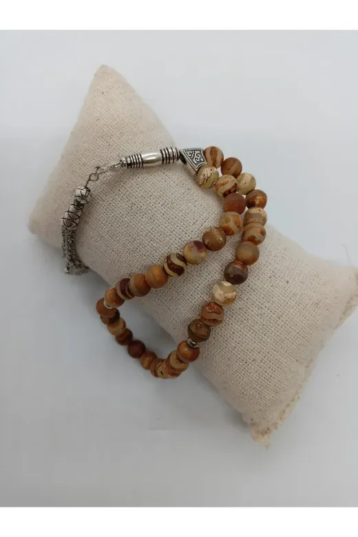 BalıkHediyelik YSLAKK-1038-01 Tibet Akiği Tespih / Akik Taşı Doğaltaş Tespih- Mdl-1038