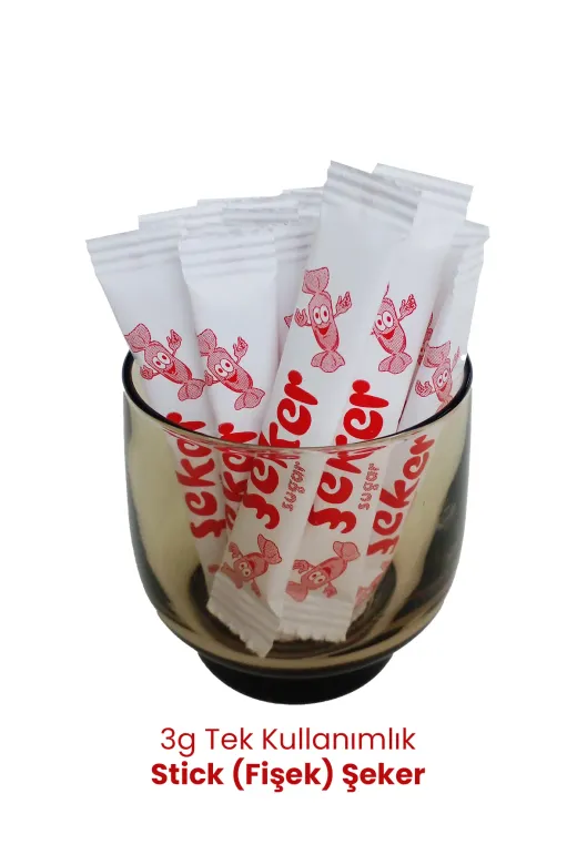 Balkan 4667864464664466 Tek Kullanımlık Stick (Fişek) Şeker 3G - 100 Adet (Çay Şekeri) Kullan At Toz Şeker