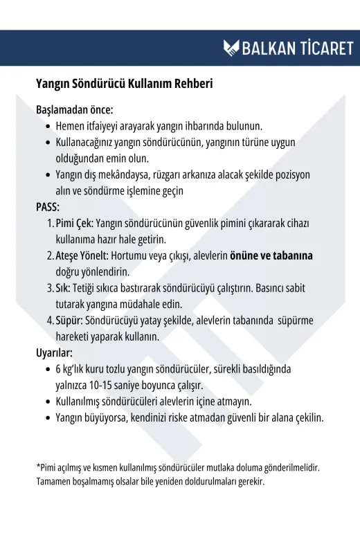 Balkan Ticaret 2KG1YST 2 Kg Kkt Yangın Söndürme Tüpü