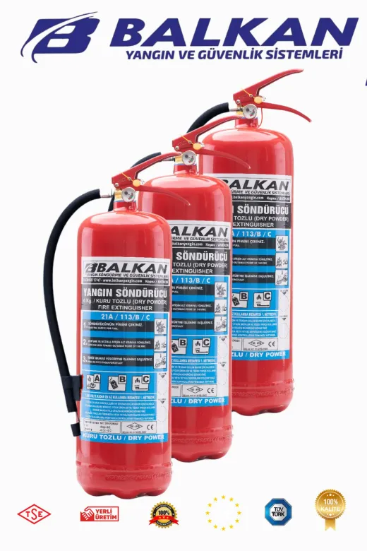 Balkan Ticaret balkan6kgt9 6 Kg Tozlu Yangın Söndürme Cihazı 3 Adet