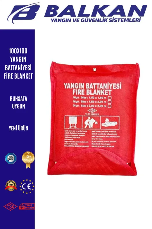 BALKAN YANGIN VE GÜVENLİK SİSTEMLERİ B1 100X100 Yangin Battaniyesi Fire Blanket