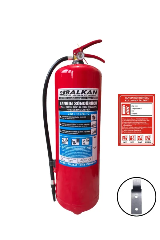 BALKAN YANGIN VE GÜVENLİK SİSTEMLERİ BALKAN12KG4 12 Kg Tozlu Yangin Tüpü Ruhsata Uygun Tse Ce Belgeli (Talimat-Aski)