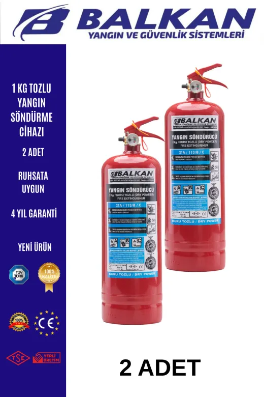 BALKAN YANGIN VE GÜVENLİK SİSTEMLERİ BALKAN1KG10 1 Kg Yangin Tüpü Tüvtürk Uyumlu Tse Ce Belgeli 2 Adet