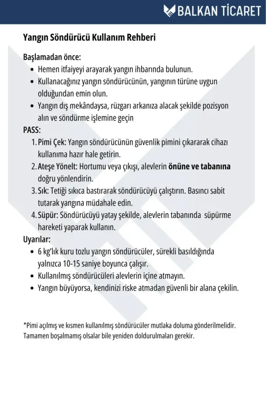 BALKAN YANGIN VE GÜVENLİK SİSTEMLERİ BALKANYANGIN66 6 Kg Köpüklü Yangın Söndürme Cihazı +Askı Aparatı