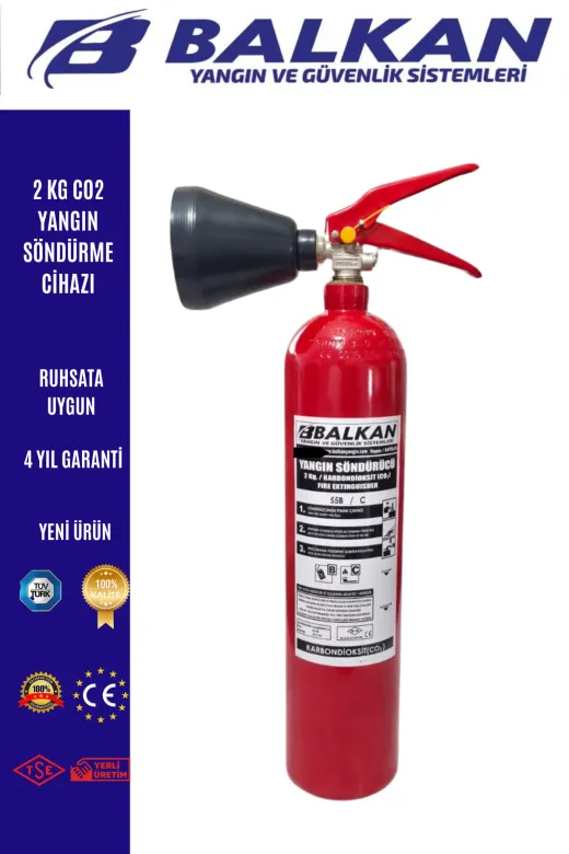BALKAN YANGIN VE GÜVENLİK SİSTEMLERİ C010 2 Kg Co2 Yangin Söndürme Cihazi Tse Belgeli (2026-2030)Yeni Ürün