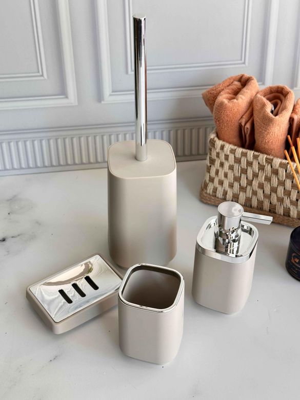 ban879480461 Piazza Beige Silver Banyo Seti 5 Parça