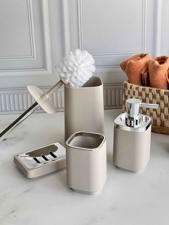 ban879480461 Piazza Beige Silver Banyo Seti 5 Parça