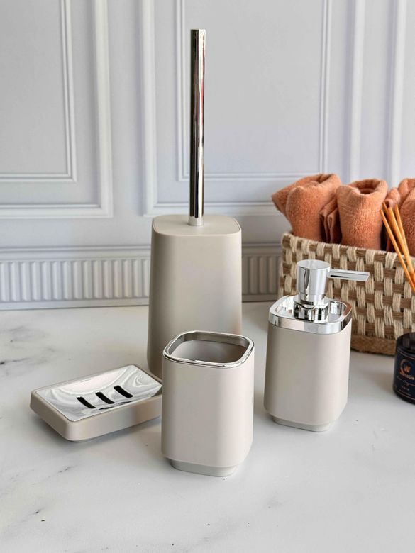 ban879480461 Piazza Beige Silver Banyo Seti 5 Parça