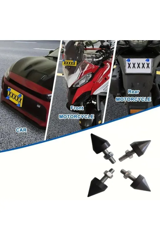 bardakcı bike MSPKS01TRKZGRT Otomobil - Motosiklet Uyumlu Sivri Aliminyum Plaka Vidaları 4Lü Set Gri