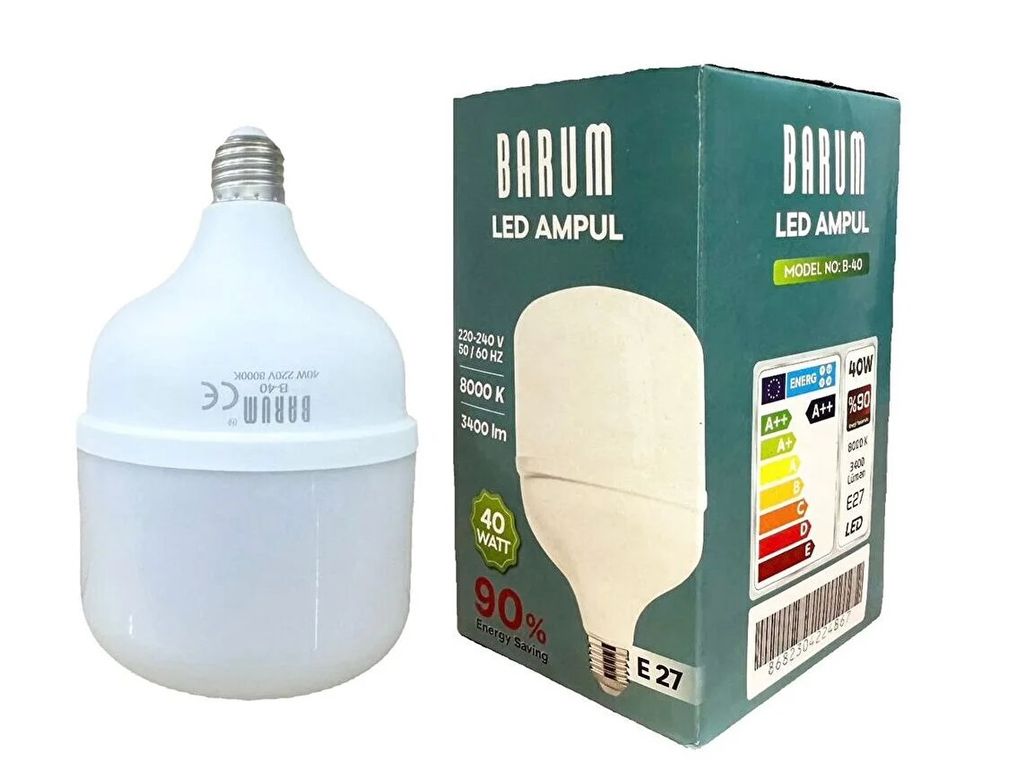 Barum 40W  E-27 Duy Tasarruflu Torch Led Ampul 3 Adet
