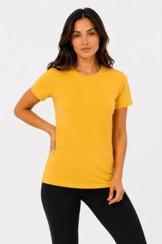 Basic Bisiklet Yaka Yazlık Slim Fit T-Shirt - Mavi - Hardal Sarısı - XL - Çok Renkli