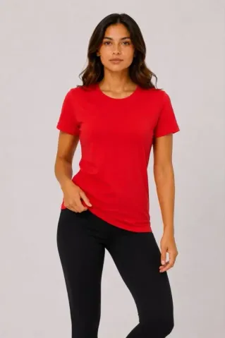Basic Tişört Bisiklet Yaka Kısa Kol Günlük Yazlık Slim Fit T-Shirt - Kırmızı - XL - Kırmızı