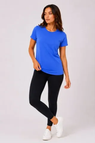 Basic Tişört Bisiklet Yaka Kısa Kol Günlük Yazlık Slim Fit T-Shirt - Mavi - L - Mavi