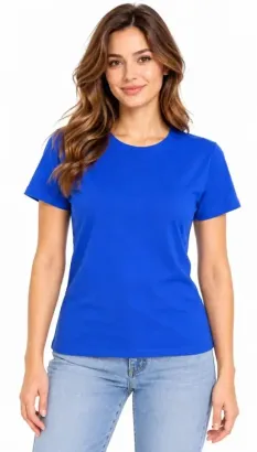 Basic Tişört Bisiklet Yaka Kısa Kol Günlük Yazlık Slim Fit T-Shirt - S - Mavi