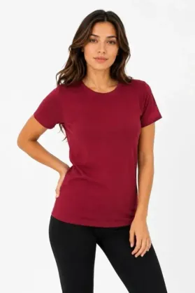 Basic Tişört Bisiklet Yaka Kısa Kol Günlük Yazlık Slim Fit T-Shirt - Bordo - S - Bordo
