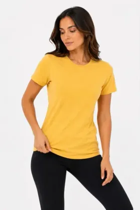 Basic Tişört Bisiklet Yaka Kısa Kol Günlük Yazlık Slim Fit T-Shirt - Sarı - L - Sarı
