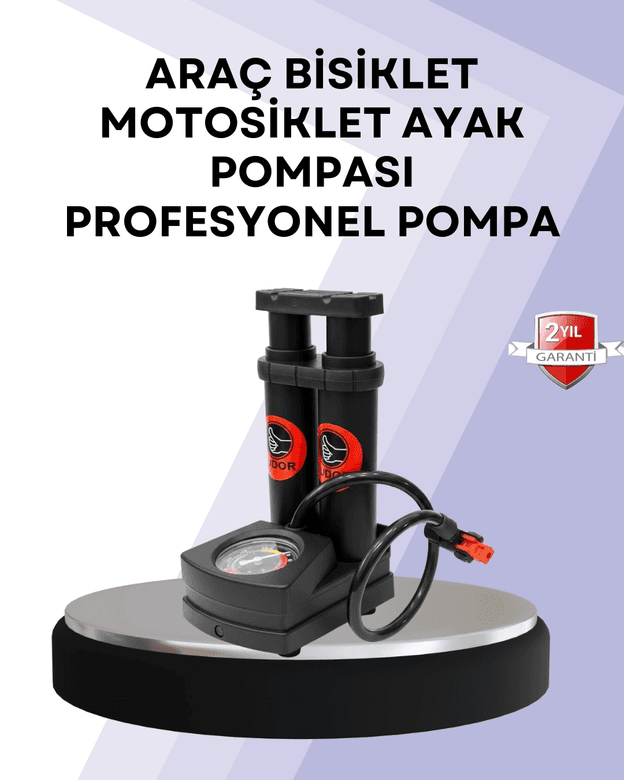 Basınç Saatli Ayak Pompası Bisiklet ve Araç Uyumlu