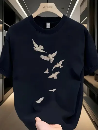 Baskılı Oversize Bisiklet Yaka T-shirt - Beyaz - S - Siyah