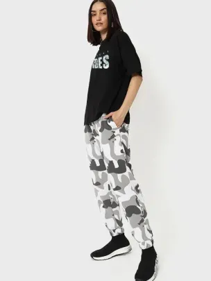 Baskılı Oversize T-shirt - Siyah - XL - Siyah