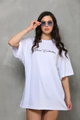 Baskılı T-Shirt Kısa Kol Bisiklet Yaka Regular Rahat Kalıp Günlük Tişört - Beyaz - XL - Beyaz