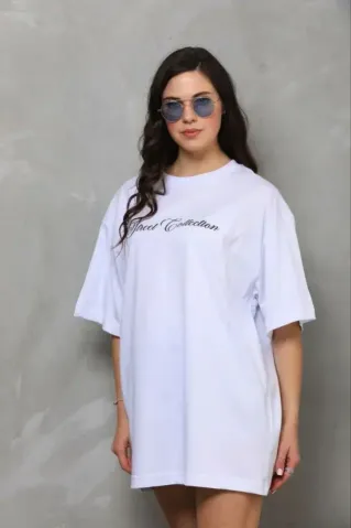 Baskılı T-Shirt Kısa Kol Bisiklet Yaka Regular Rahat Kalıp Günlük Tişört - Beyaz - XL - Beyaz