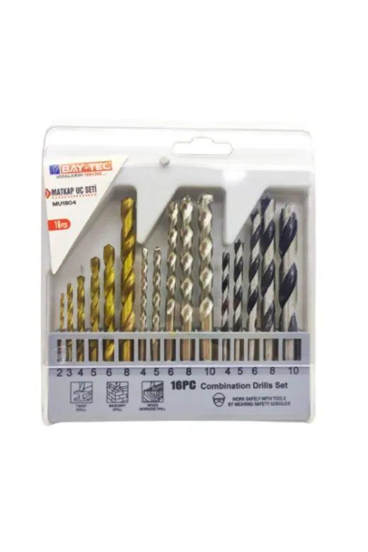 Baytec Bay-Tec Mu1804 Beton Metal Ahşap Matkap Uç Seti Takımı 16 Parça