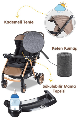 Bc 500 Gold Siyah Bc 500 Combo Maxi Pro Çift Yönlü Bebek Arabası Gold Siyah
