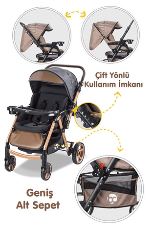 Bc 500 Gold Siyah Bc 500 Combo Maxi Pro Çift Yönlü Bebek Arabası Gold Siyah