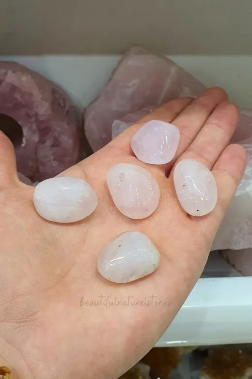 beautifulnaturelstones 7pembe Pemve Kuvars 5 Adet Küçük Boy Doğal Taş ( Cüzdan - Canta - Ev Aksesuarı )