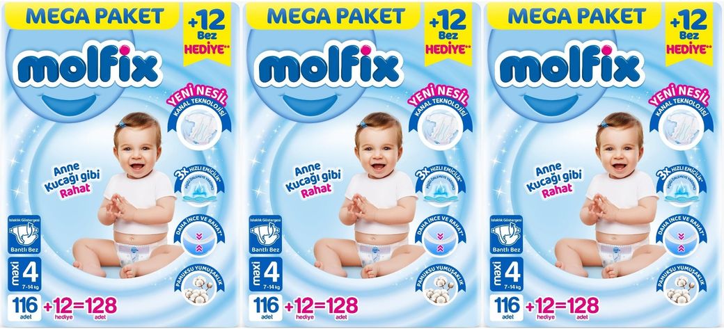 Bebek Bezi Beden:4 (7-14KG) Maxi 384 Adet Mega Aylık Fırsat Pk
