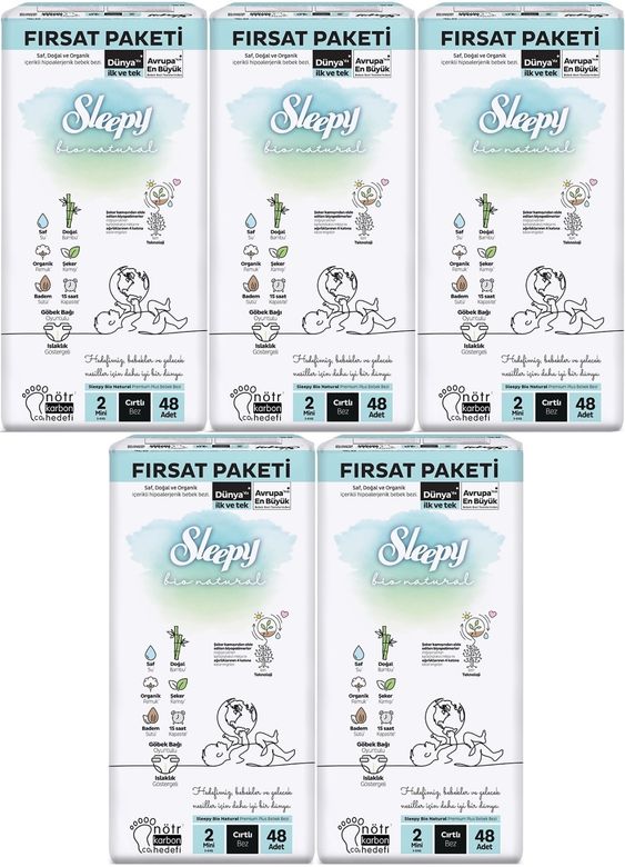 Bebek Bezi Bio Natural Beden:2 (3-6KG) Mini 240 Adet Mega Fırsat Pk
