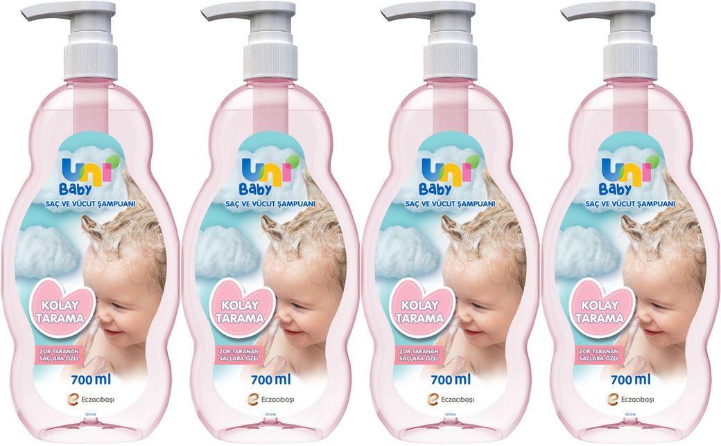 Bebek Kolay Tarama Saç ve Vücut Şampuanı 700ML (Pompalı) (4 Lü Set)