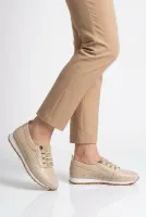 Bej Lastik Bağcıklı Kadın Casual Ayakkabı