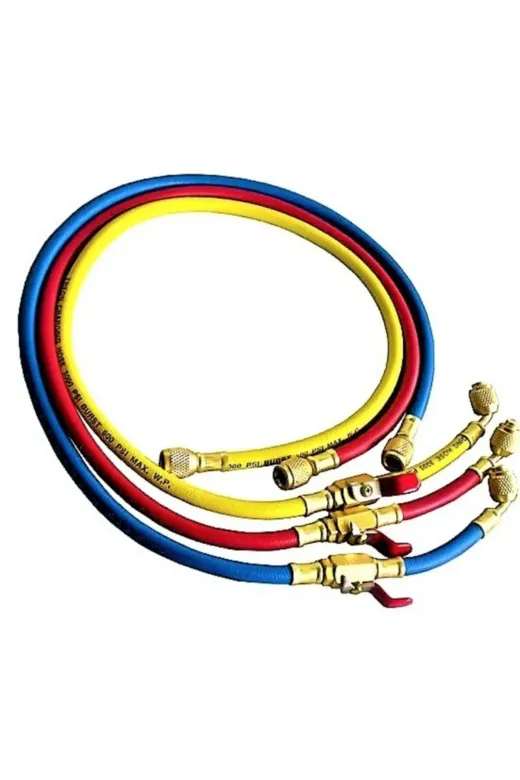 BEKATECH 1605 Gaz Şarj Hortumu Vanalı 3 Lü Takım 150Cm R134-R600-R22-R404
