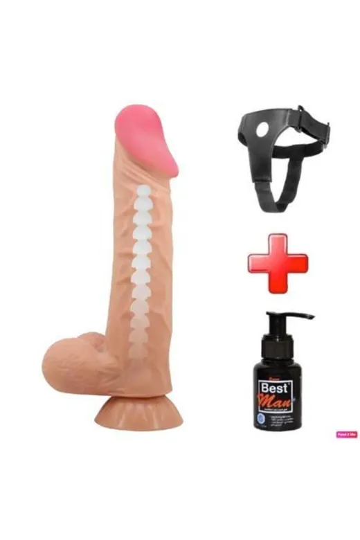 Belden Bağlamalı 24 Cm Kıkırdak Yapılı Çift Katmanlı Gerçekçi Dildo Penis