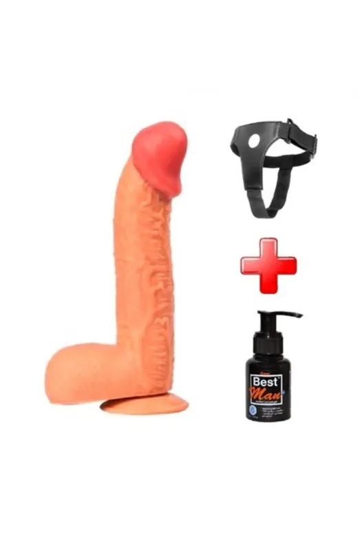 Belden Bağlamalı 27,5 Cm Dev Boy Realistik Vantuzlu Dildo Penis
