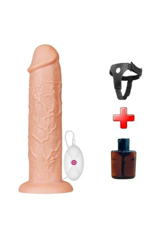 Belden Bağlamalı 28 Cm Gerçekçi 10 Titreşimli Testissiz Dildo Vibratör Penis
