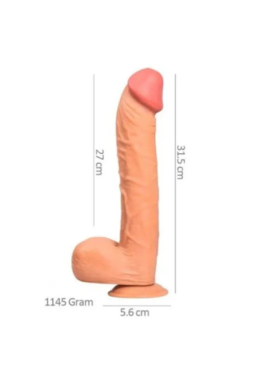 Belden Bağlamalı 31,5 Cm Dev Boy Realistik Vantuzlu Dildo Penis