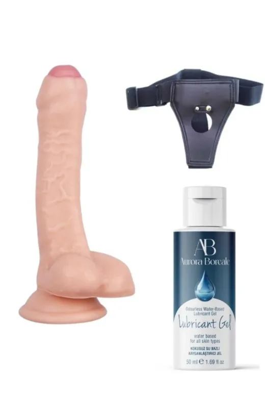 Belden Bağlamalı Kayganlaştırıcı Set 18Cm Realistik Dildo No:100